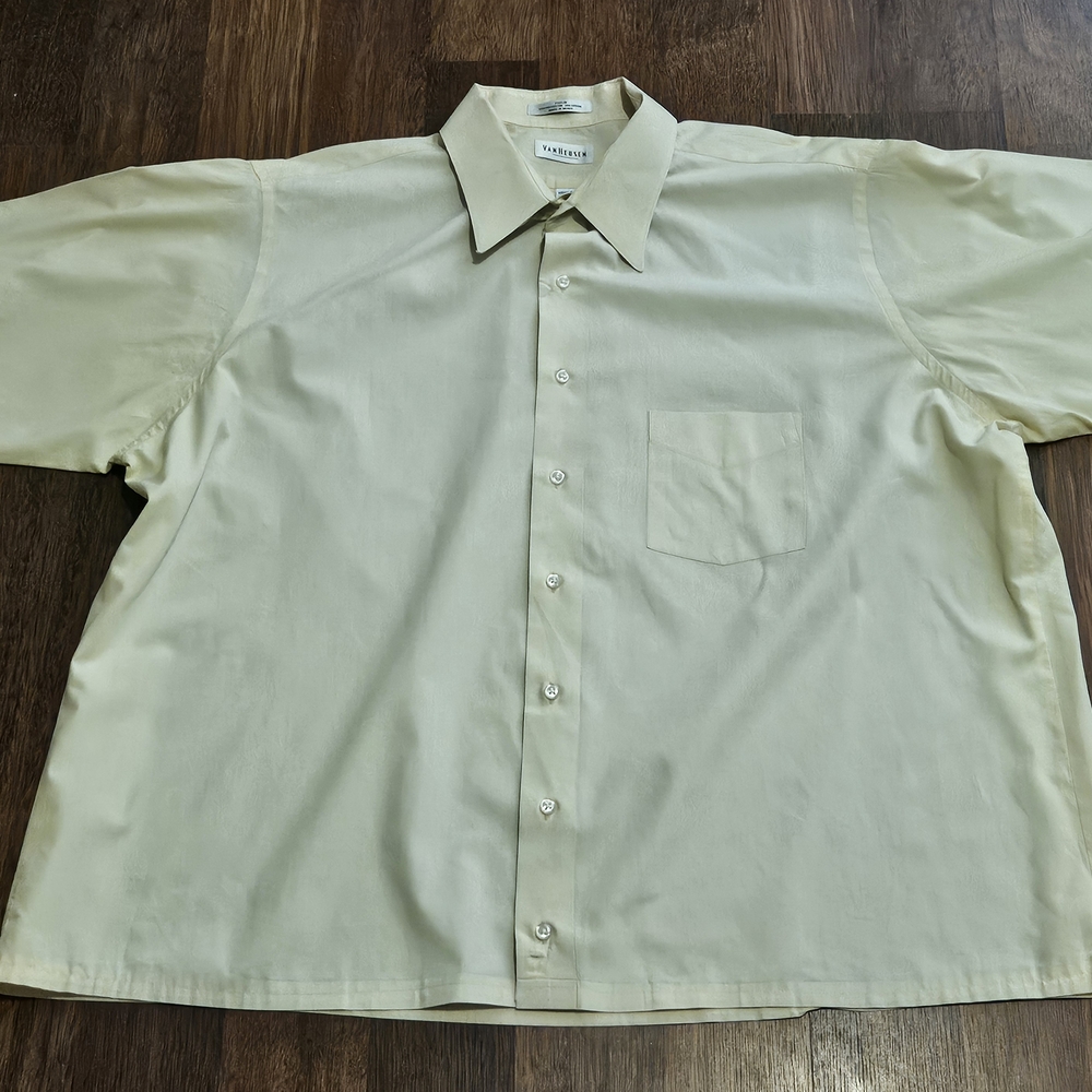 VANHEUSEN mens long-sleeve dress shirt SIZE 19 COLOR YELLOW LXXL4